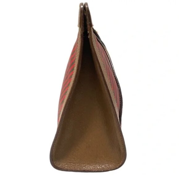 s-l400.jpg GUCCI Rigate Line Vintage 80\'s Clutch Bag Pouch Red Green Sherry Leather Purse